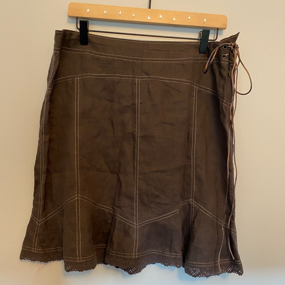 Athleta brown linen Skirt size 12